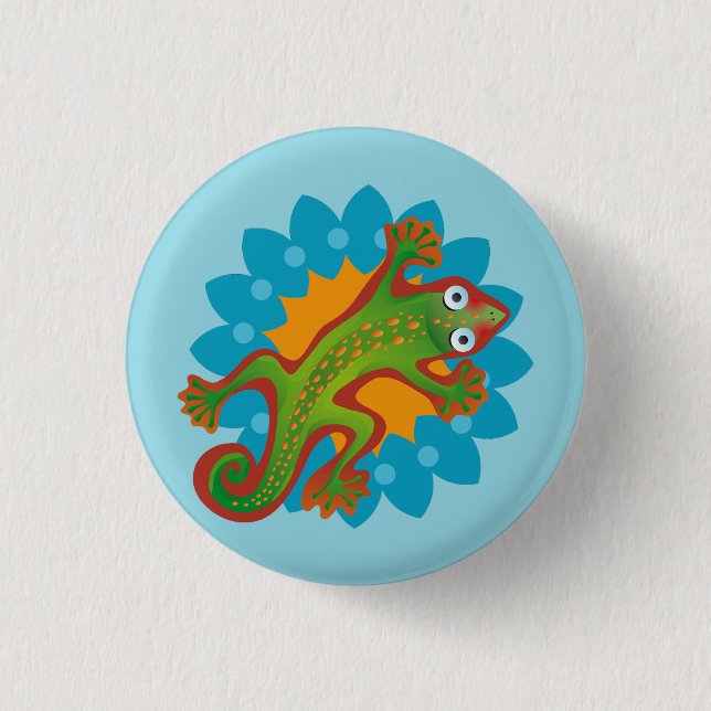 Lindo Lagarto en flor, lizard Button (Front)