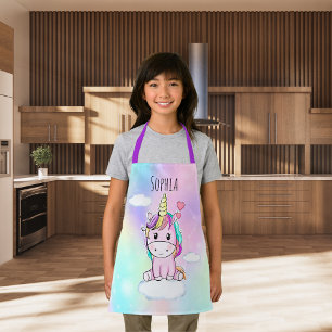Lindo Unicornio Acuarela Multicolor Apron