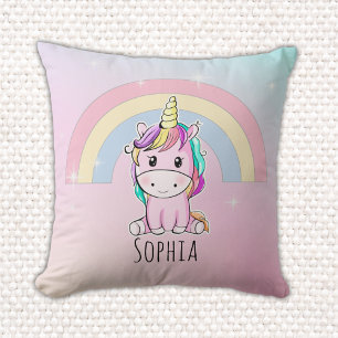 Lindo Unicornio Acuarela Multicolor  Throw Pillow