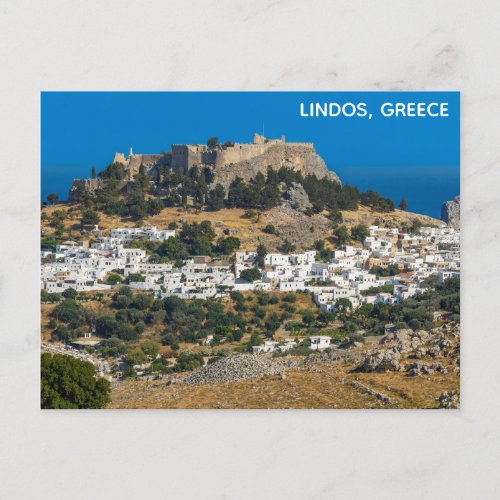Lindos Greece Castle Rhodes Island Greek Travel Postcard