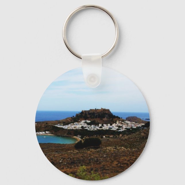 Lindos, Rhodes, Greece Keychain (Front)