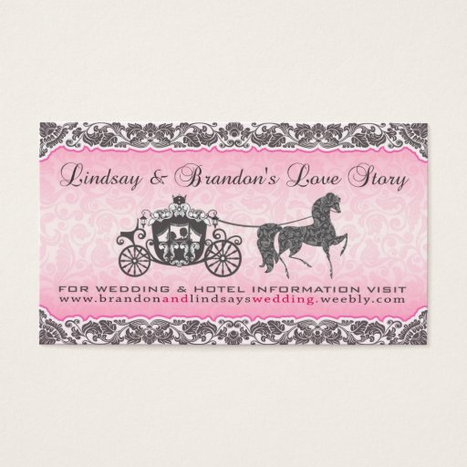 Customizable Lindsay &amp; Brandon Rose &amp; Carriage Wedding Design Business Card Templates