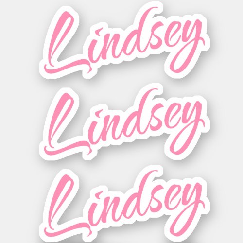 Lindsay Decorative Name in Pink x3 Sticker