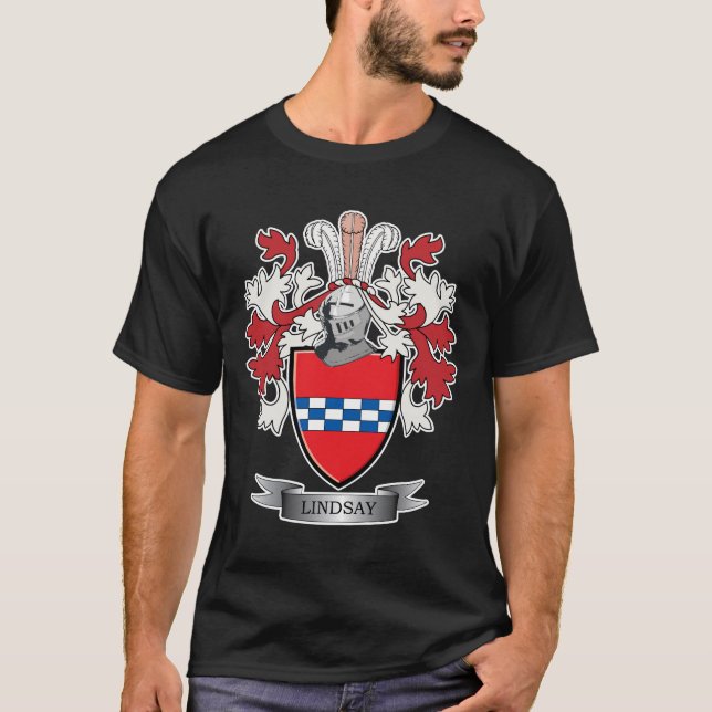 Lindsay Family Crest Coat of Arms T-Shirt (Front)