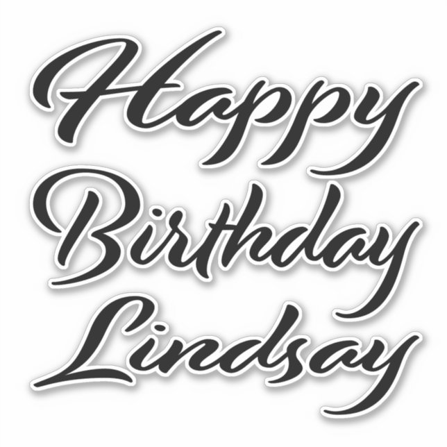 Lindsay name first name black sticker birthday (Front)