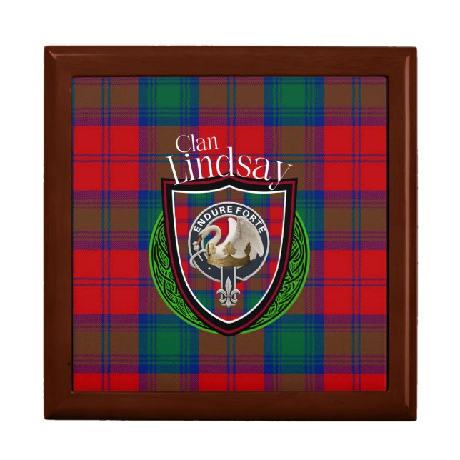 Lindsay Scottish Clan Tartan & Crest Gift Box (Front)