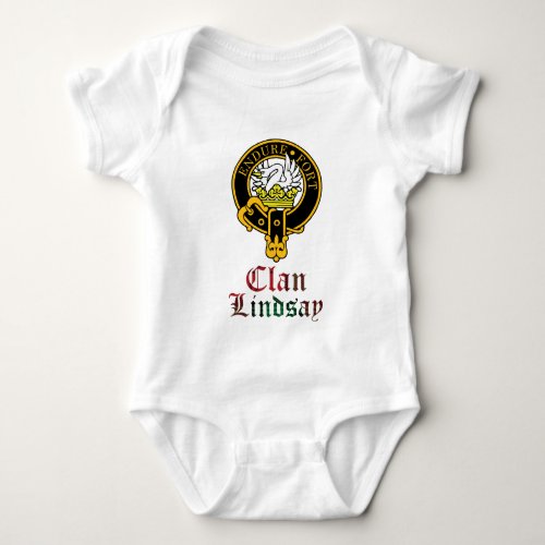 Lindsay scottish crest and tartan clan name baby bodysuit