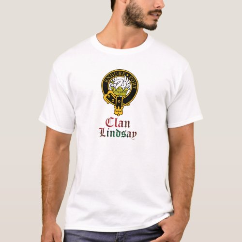 Lindsay scottish crest and tartan clan name T_Shirt