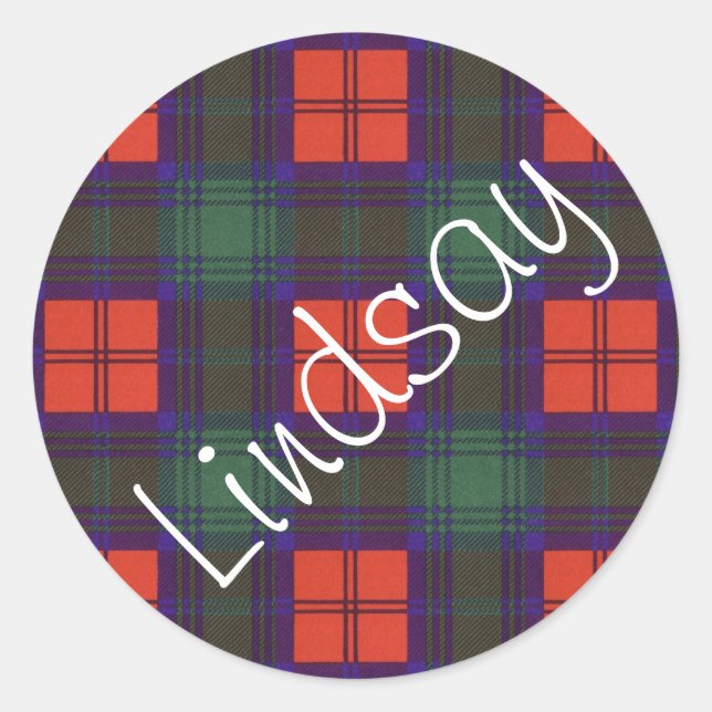 Lindsay Scottish Tartan Pattern Classic Round Sticker (Front)