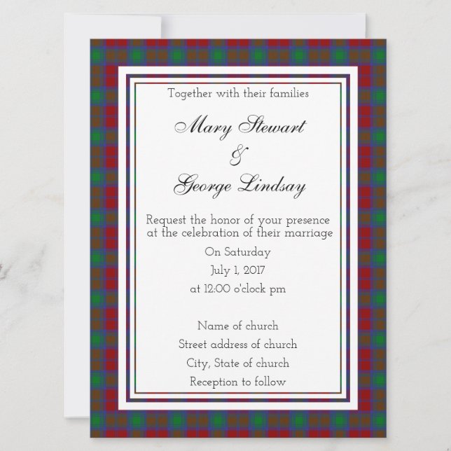 Lindsay Scottish Wedding Invitation (Front)