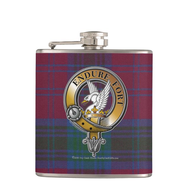 Lindsay Tartan & Badge Flask (Front)