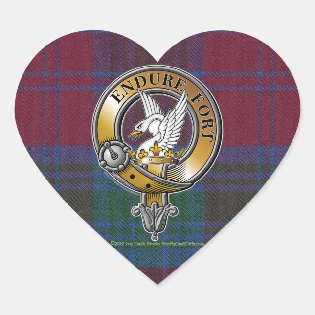 Lindsay Tartan & Badge Heart Sticker (Front)