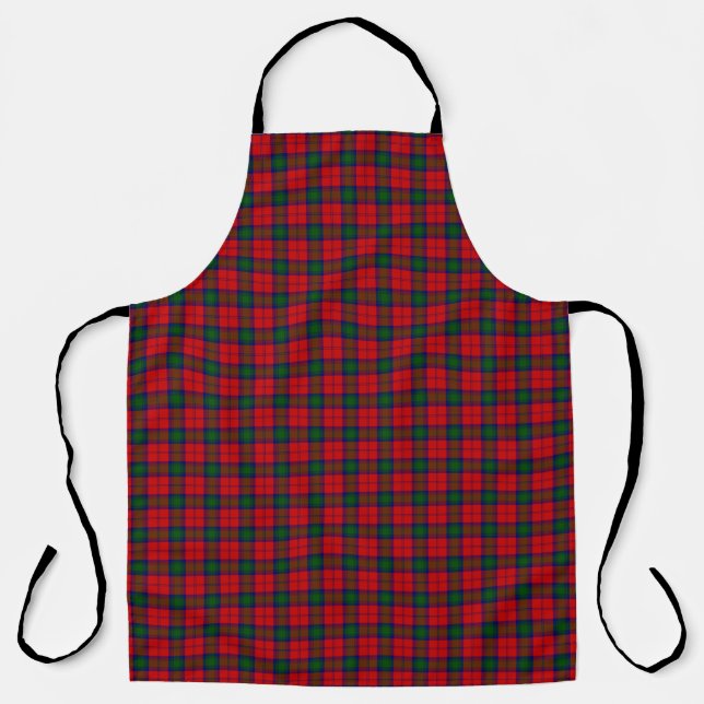 Lindsay tartan red green plaid apron (Front)