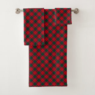 Lindsay tartan red green plaid bath towel set