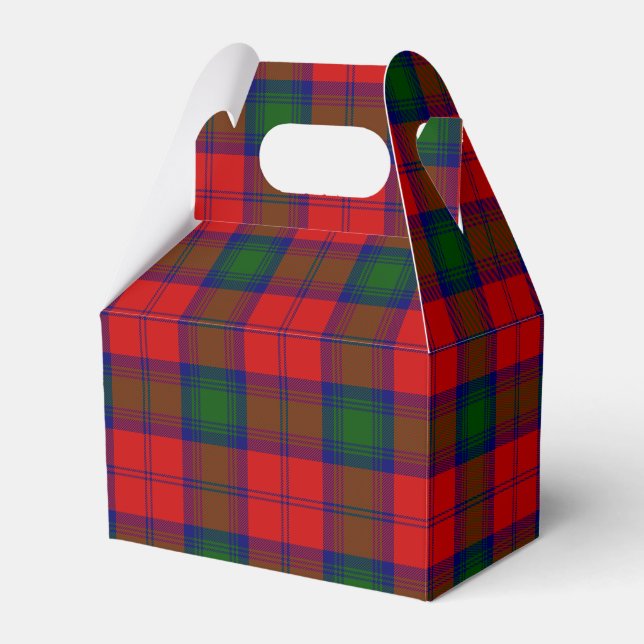 Lindsay tartan red green plaid favor boxes (Front Side)