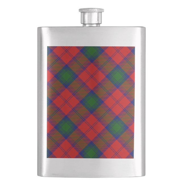 Lindsay tartan red green plaid flask (Front)