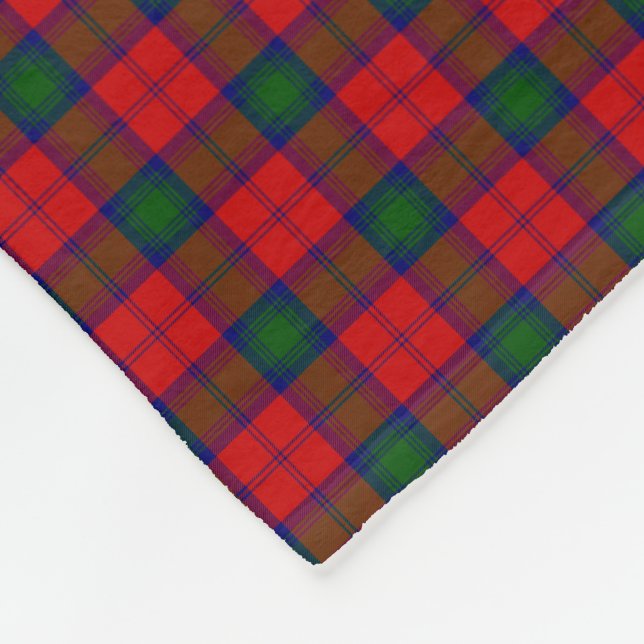 Lindsay tartan red green plaid fleece blanket (Corner)