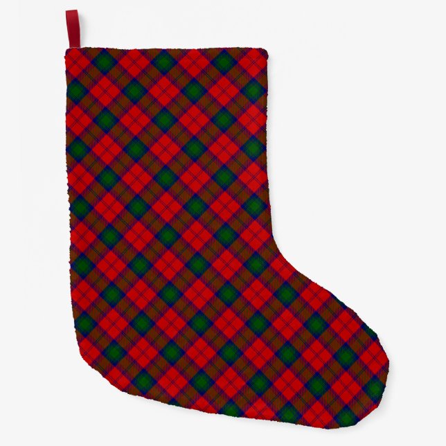 Lindsay tartan red green plaid large christmas stocking (Front)