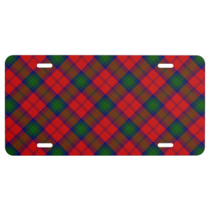 Lindsay tartan red green plaid license plate