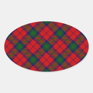 Lindsay tartan red green plaid oval sticker
