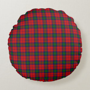 Lindsay tartan red green plaid round pillow
