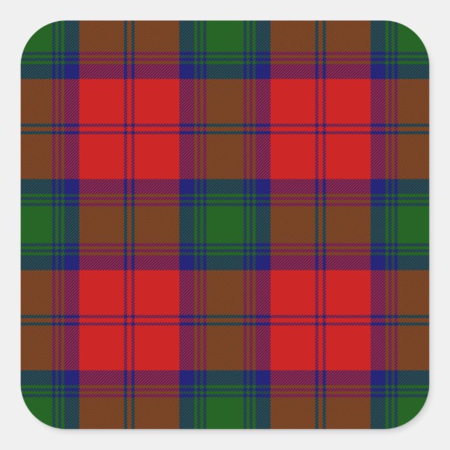 Lindsay tartan red green plaid square sticker (Front)