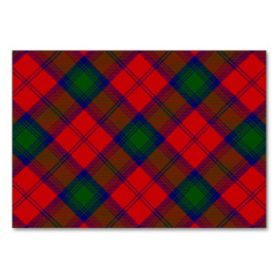 Lindsay tartan red green plaid table number