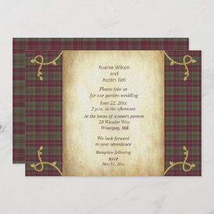 Lindsay Weathered Scottish Tartan Garden Wedding Invitation