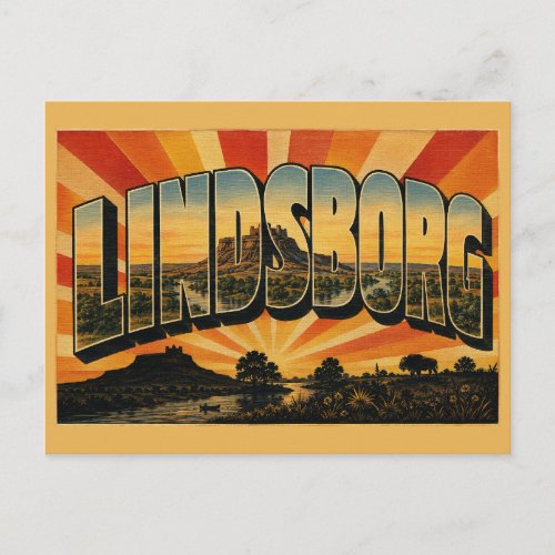 Lindsborg Kansas Sandstone Butte Prairie Art Postcard