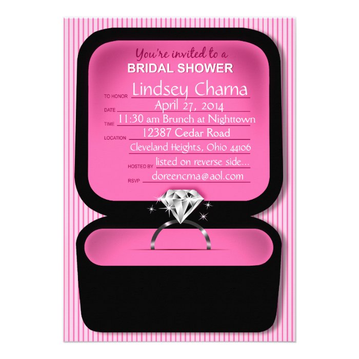 Lindsey Bling Ring Box Bridal Shower pink Custom Announcements