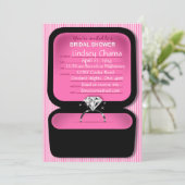 Lindsey Bling Ring Box Bridal Shower pink Invitation (Standing Front)