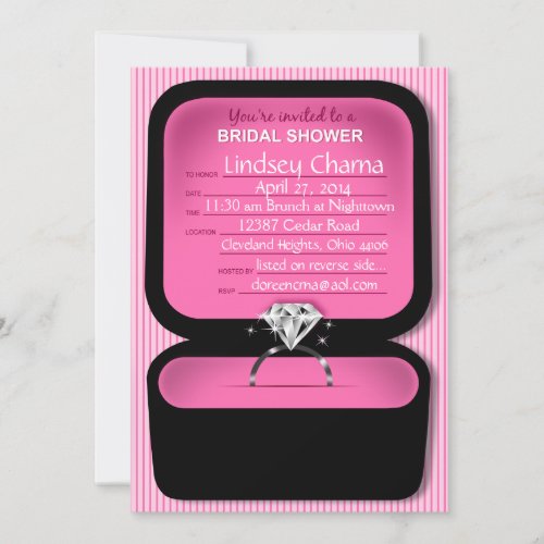 Lindsey Bling Ring Box Bridal Shower pink Custom Announcements