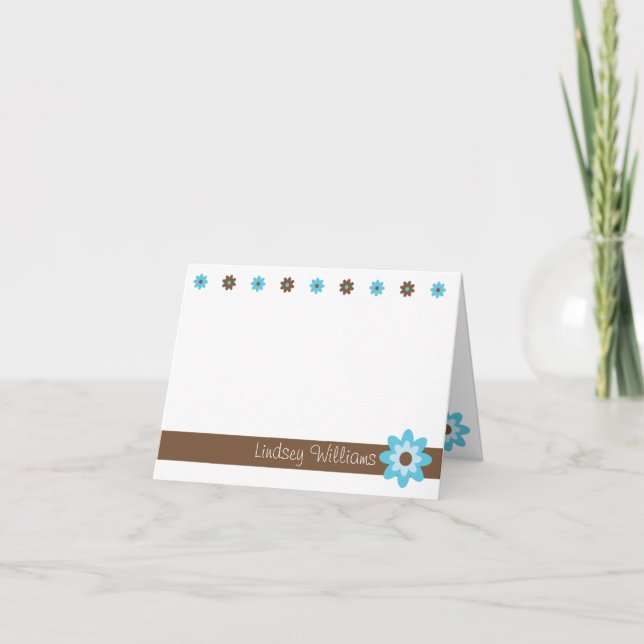 Lindsey - Brown and Turquoise Note Card (Front)
