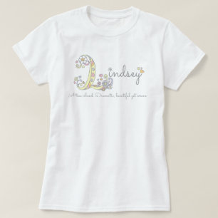 Lindsey girls L name meaning monogram tee