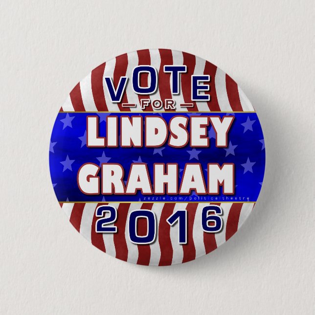 Lindsey Graham President 2016 Election Republican Button (Front)