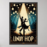 Lindy Hop Dance Hall Vintage Poster