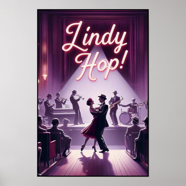 Lindy Hop Dance Hall Vintage Poster (Front)