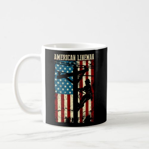 Line American Flag Electric Cable Patriotic Line Coffee Mug