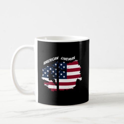 Line American Flag Electric Cable Patriotic Line Coffee Mug