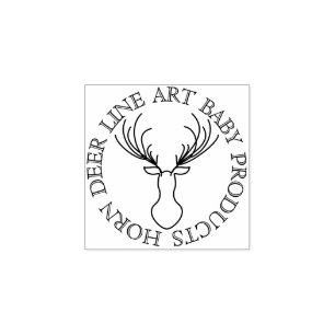 Line Animal Circle Frame Cute Horn Deer Rubber Stamp