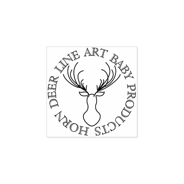 Line Animal Circle Frame Cute Horn Deer Rubber Stamp (Imprint)
