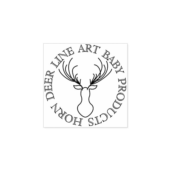 Line Animal Circle Frame Cute Horn Deer Rubber Stamp