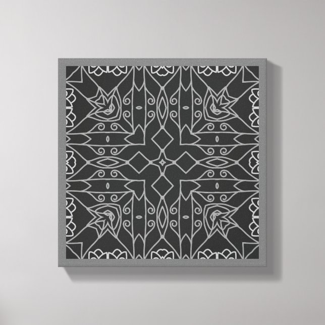 Line Art Abstract original centered black gray Canvas Print (Front)