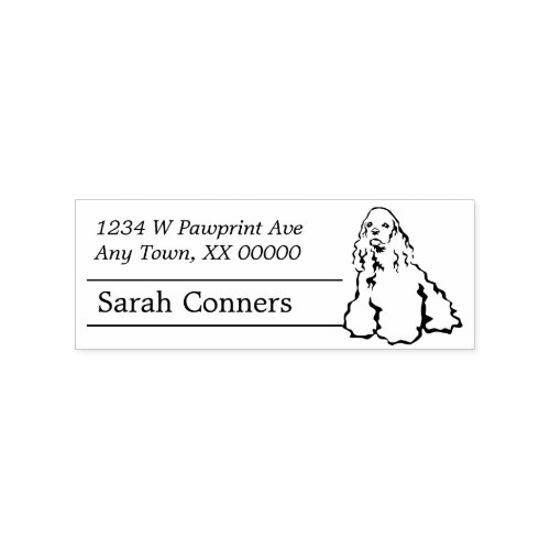 Line Art American Cocker Spaniel Return Address Rubber Stamp