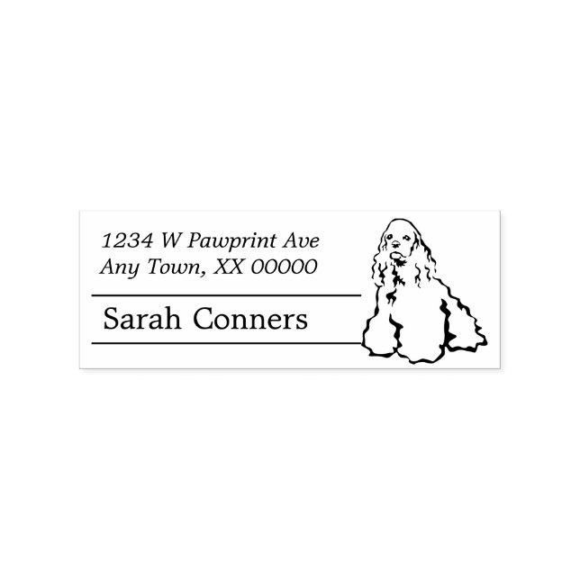 Line Art American Cocker Spaniel Return Address Rubber Stamp (Imprint)