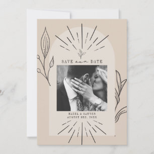Line Art Arch Script Desert Tan Photo Save The Dat Date