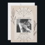 Line Art Arch Script Desert Tan Photo Save The Dat Save The Date<br><div class="desc">Arch design with black line art and tan color scheme.  Personalize with your own save the date photo.</div>