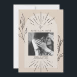 Line Art Arch Script Desert Tan Photo Save The Dat Save The Date<br><div class="desc">Arch design with black line art and tan color scheme.  Personalize with your own save the date photo.</div>