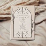 Line Art Arch Script Desert Tan Wedding Invitation<br><div class="desc">Illustration of tan arch shape decorated with black line art and botanical line art with minimalist script.</div>