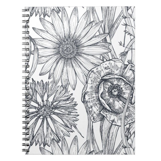 Line art artistic floral pretty and cute notebook  (Front)